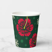 Gobelets En Papier Hibiscus floral tropical Snowflakes Noël | (Recto)