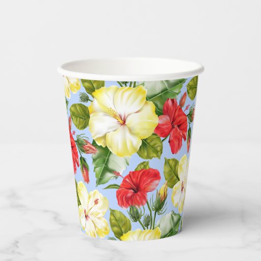 Gobelets En Papier Hibiscus Hawaiian Tropical Floral (Verso)