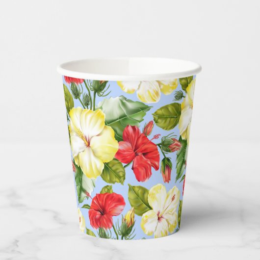 Gobelets En Papier Hibiscus Hawaiian Tropical Floral (Gauche)