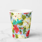 Gobelets En Papier Hibiscus Hawaiian Tropical Floral (Recto)
