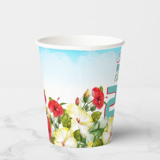 Gobelets En Papier Hibiscus Hawaiian Tropical Personnalisé Anniversai (Droite)