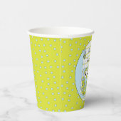 Gobelets en papier "Hibou bleu/vert" 250 ml. (Droite)