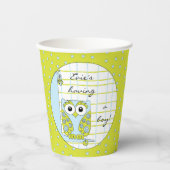 Gobelets en papier "Hibou bleu/vert" 250 ml. (Recto)