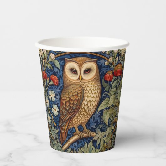 Gobelets En Papier Hibou dans le jardin style William Morris (Recto)