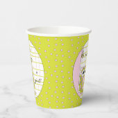Gobelets en papier "Hibou rose/vert" 8 oz. (Gauche)
