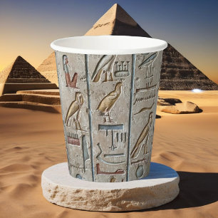 Gobelets En Papier Hiéroglyphe Langue Égypte Ancienne Texte Gravé