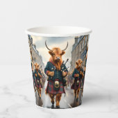 Gobelets En Papier Highland Harmony : Bagpipe Highland Cow Band (Recto)