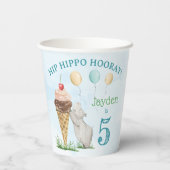 Gobelets En Papier Hip Hippo Hooray fête d'anniversaire (Verso)