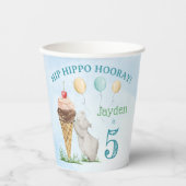 Gobelets En Papier Hip Hippo Hooray fête d'anniversaire (Recto)