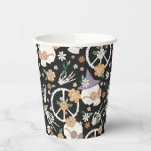 Gobelets En Papier Hippie Halloween Skulls et Fleurs Motif (Gauche)