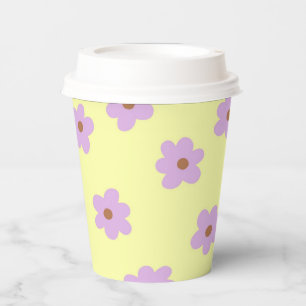 Gobelets En Papier Hippie Retro Purple Jaune Fleur Y2K Motif