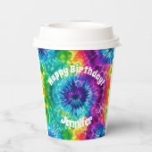 Gobelets En Papier Hippie Tie Dye Anniversaire Tasse de papier de fêt (Verso)