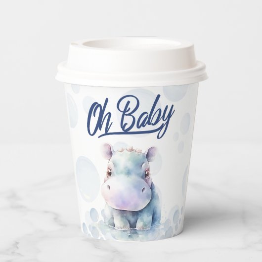 Gobelets En Papier Hippo Baby shower à thème (Verso)