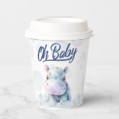 Gobelets En Papier Hippo Baby shower à thème (Recto)