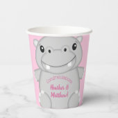 Gobelets En Papier Hippo Baby shower rose (Verso)