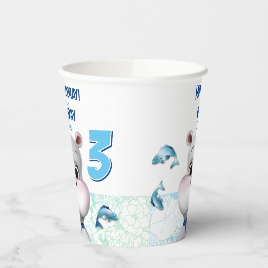 Gobelets En Papier Hippo Blue Fish Boy Anniversaire (Gauche)