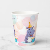 Gobelets en papier Hippo d'anniversaire (Verso)