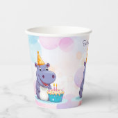 Gobelets en papier Hippo d'anniversaire (Recto)