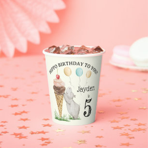 Gobelets En Papier Hippo fête d'anniversaire