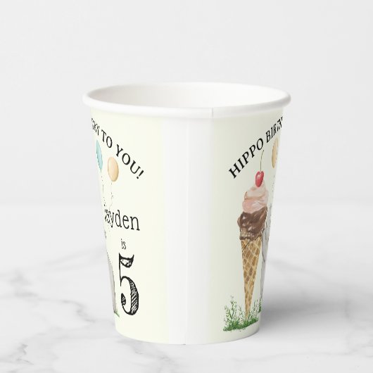 Gobelets En Papier Hippo fête d'anniversaire (Droite)