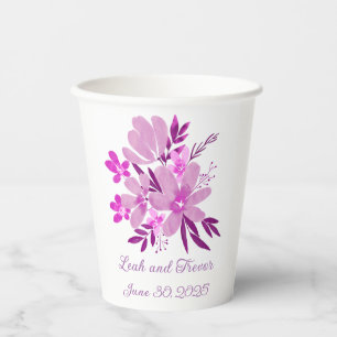 Gobelets En Papier Histoire d'amour florissante Lumière Florale viole
