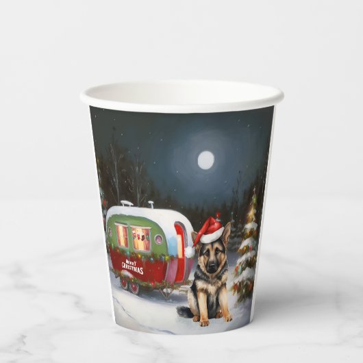 Gobelets En Papier Hiver Allemand Berger Caravane Noël Aventure (Verso)