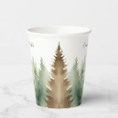 Gobelets En Papier Hiver Aquarelle Pine arbres Mariage forestier (Gauche)