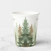 Gobelets En Papier Hiver Aquarelle Pine arbres Mariage forestier (Droite)