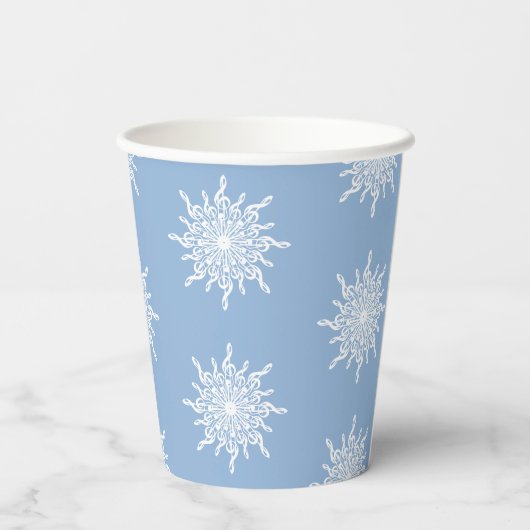 Gobelets En Papier Hiver Blue Ornamental G Clef Snowflake Motif (Verso)