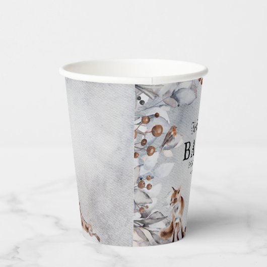 Gobelets En Papier Hiver Bois Animaux Baby shower d'aquarelle (Droite)