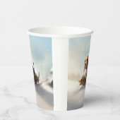 Gobelets En Papier hiver de neige de Noël beagle (Droite)