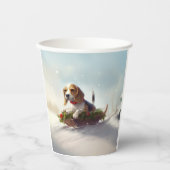 Gobelets En Papier hiver de neige de Noël beagle (Recto)