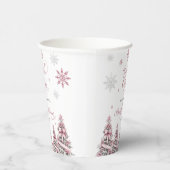 Gobelets En Papier Hiver Noël Arbres Snowflakes Baby shower rose (Droite)