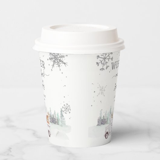 Gobelets En Papier Hiver Onderland Première fête d'anniversaire (Gauche)