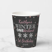 Gobelets En Papier Hiver ONE derland Chalkboard 1er anniversaire (Recto)