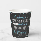 Gobelets En Papier Hiver ONE derland Chalkboard 1er anniversaire (Recto)