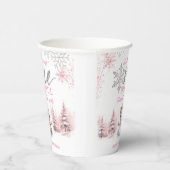 Gobelets En Papier Hiver ONE derland Fille rose Noël 1er anniversaire (Droite)