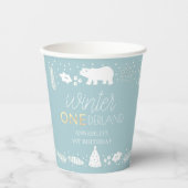 Gobelets En Papier Hiver ONE derland Ours polaire 1er anniversaire (Recto)