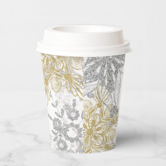 Gobelets En Papier Hiver Onederland Anniversaire Silver Gold Snowflak (Droite)