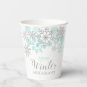 Gobelets En Papier Hiver ONEderland Lumière Turquoise Silver Flocon d (Verso)