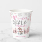 Gobelets En Papier Hiver Onederland Pink Silver Parties scintillant 1 (Recto)