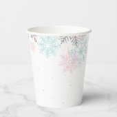 Gobelets En Papier Hiver Onederland rose Silver Blue Snowflakes (Verso)