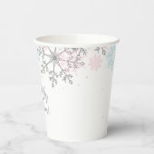 Gobelets En Papier Hiver Onederland rose Silver Blue Snowflakes (Gauche)