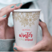 Gobelets En Papier Hiver ONEderland Rouge avec Gold Snowflake Anniver