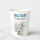 Gobelets En Papier Hivernal hibou - 1er anniversaire - (Verso)