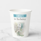 Gobelets En Papier Hivernal hibou - 1er anniversaire - (Recto)