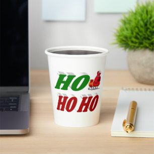 Gobelets En Papier Ho Ho Ho Père Noël Sleigh Typographie de Noël