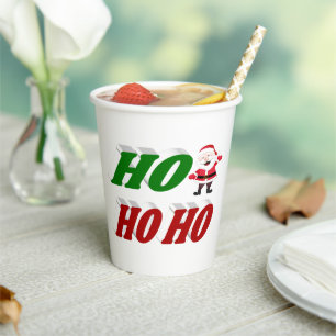 Gobelets En Papier Ho Ho Ho Santa Claus Typographie de Noël