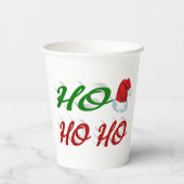 Gobelets En Papier Ho Ho Ho Santa Hat Noël rouge vert script (Verso)
