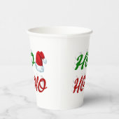 Gobelets En Papier Ho Ho Ho Santa Hat Noël rouge vert script (Droite)